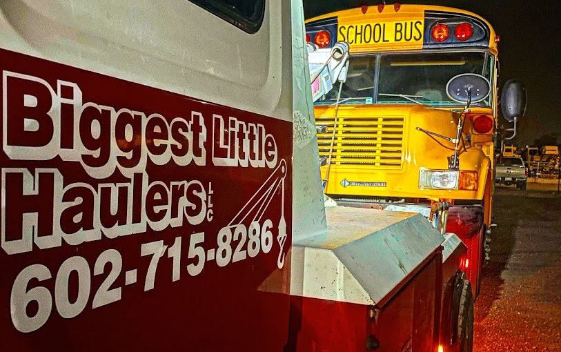 Towing Yellow School Bus in Maricopa County, AZ.